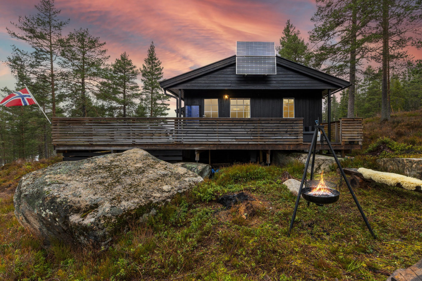 Stunning twilight exterior after professional day to dusk conversion editing