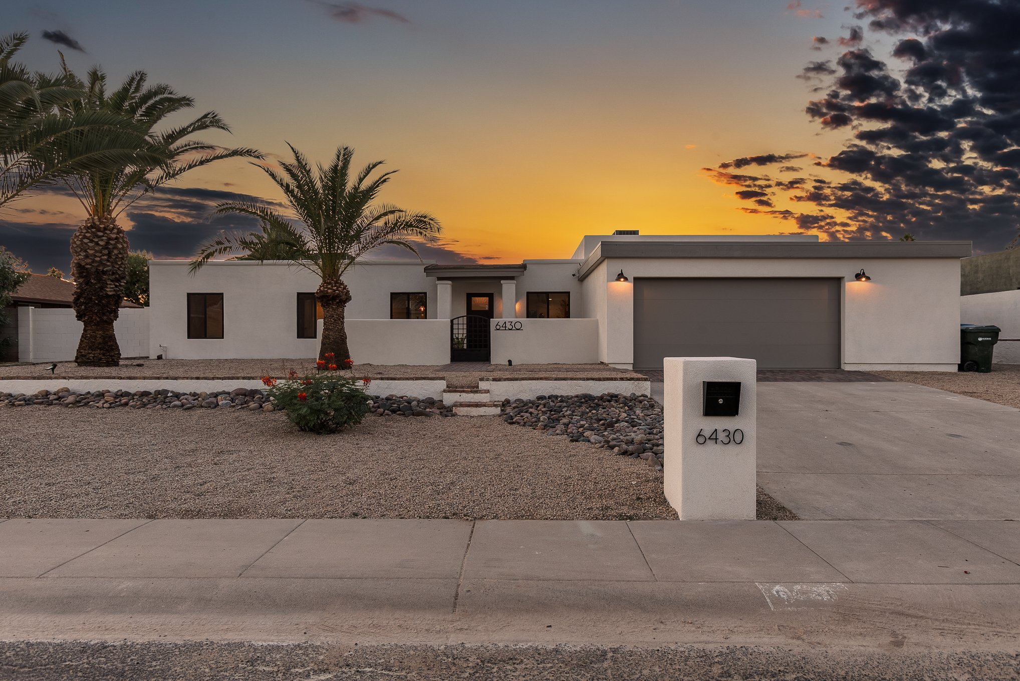 Modern Desert Home at Dusk — Day-to-Dusk Conversion | Real Estate Photo Editing by Mast Creations